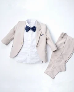 Svetlo bež komplet sa sakoom bez prsluka za bebe