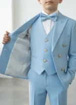 Svetlo plavo odelo na PRUGE za bebe i dečake - Slika 3