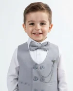 Svetlo sivi komplet sa prslukom za dečake - Slika 3