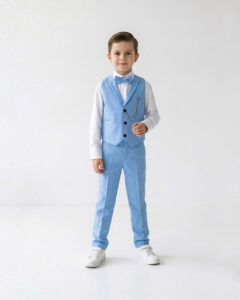 Plavi komplet sa prslukom za bebe i dečake