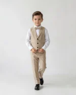 Bež komplet sa prslukom za bebe i dečake