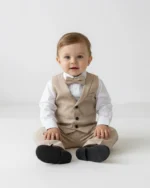 Bež komplet sa prslukom za bebe i dečake - Slika 2