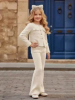 Beli biserni svečani komplet za devojčice - Slika 4