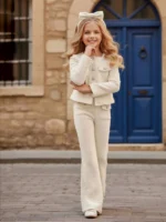 Beli biserni svečani komplet za devojčice