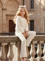 Beli biserni svečani komplet za devojčice - Slika 3