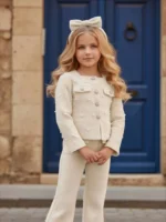 Beli biserni svečani komplet za devojčice - Slika 2