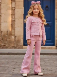 Roze svečani biserni komplet za devojčice