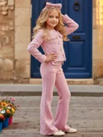 Roze svečani biserni komplet za devojčice - Slika 2