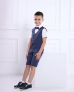 Letnji teget komplet sa prslukom KOSO kopčanje - Slika 2
