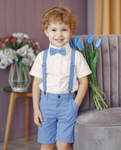Letnji plavi komplet sa tregerima za bebe