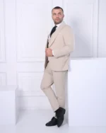Bež muško trodelno odelo - Slika 4